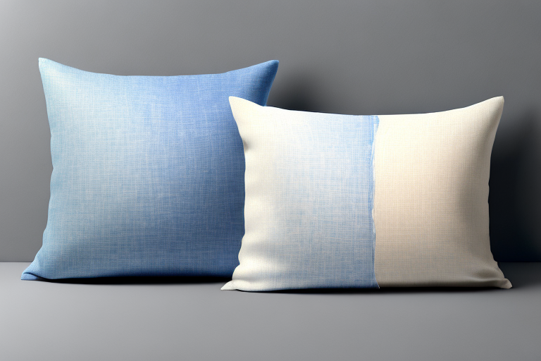 A pillow with a side-by-side comparison of linen and silk fabric