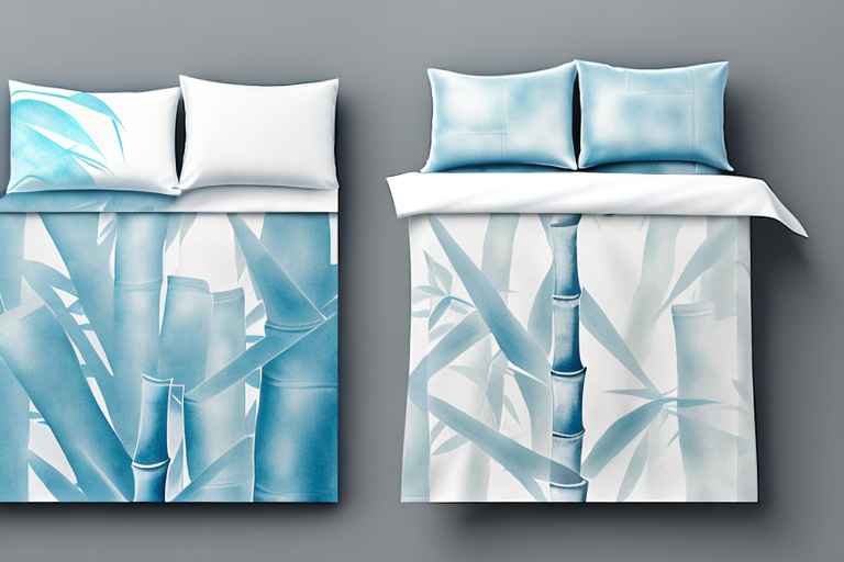 A side-by-side comparison of a bamboo and a silk duvet cover