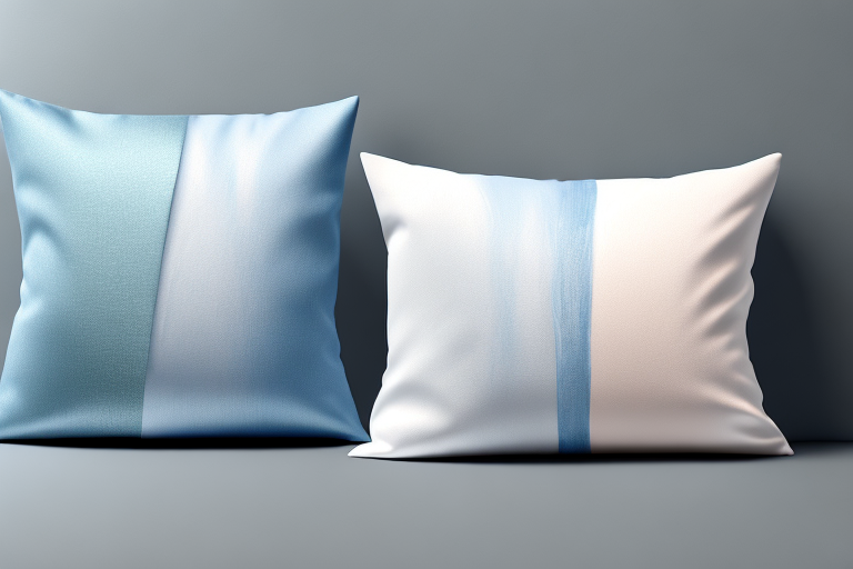 A pillow with a side-by-side comparison of satin and cotton fabrics