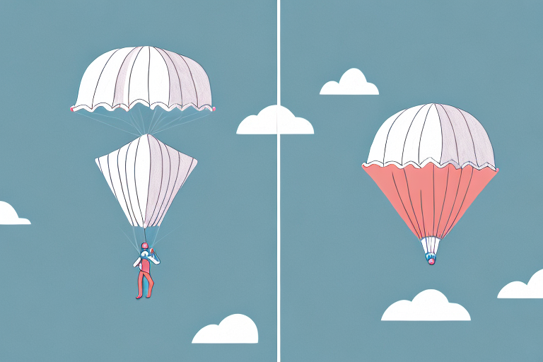 A parachute and a down comforter side-by-side