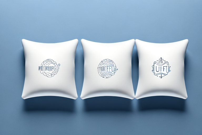 Two memory foam pillows with the lull and tuft & needle logos on them