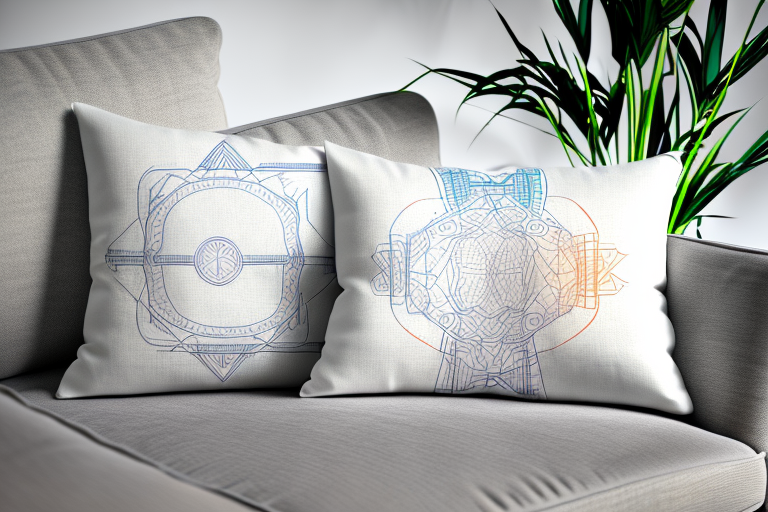 A pillow with a modal and linen fabric side-by-side