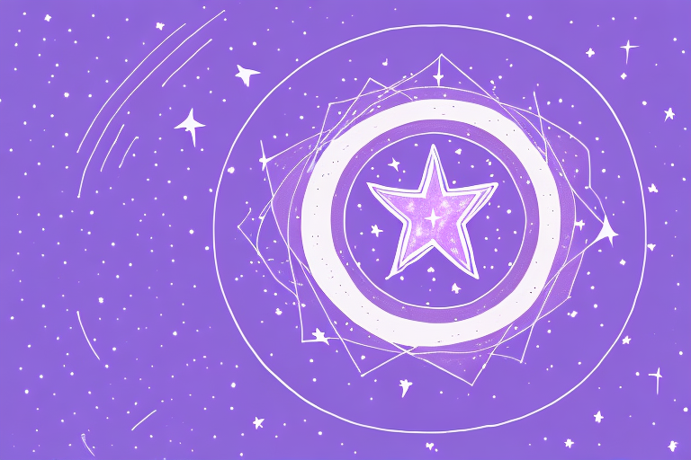 A purple pillow with a halo of stars around it