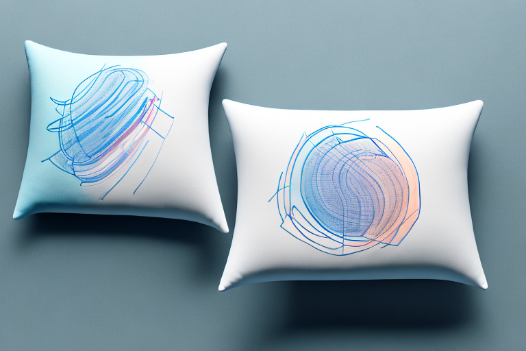 A side-by-side comparison of a down pillow and a down alternative pillow