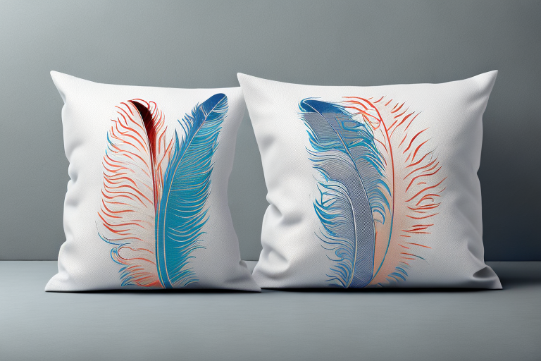 A pillow with feathers coming out of it