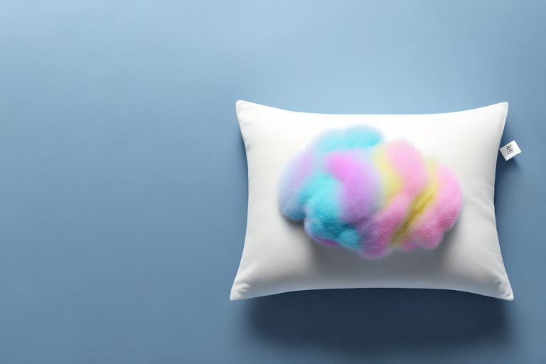 A fluffy cotton pillow with a few tufts of cotton sticking out
