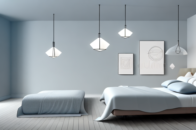 A bedroom with various lighting fixtures to show the different types of lighting available