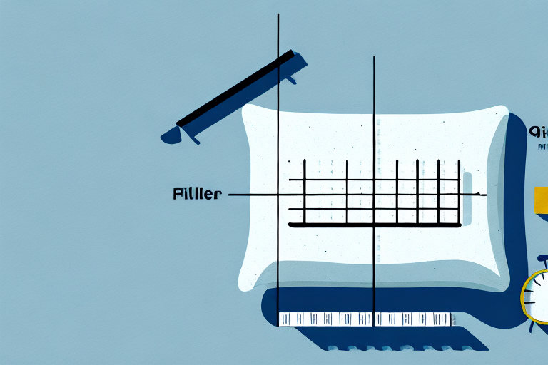 A mattress with a ruler and a pillow on top to show how to measure firmness