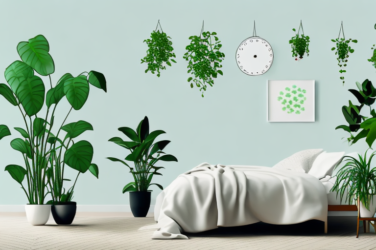 A bedroom with plants to show the relationship between plants and co2